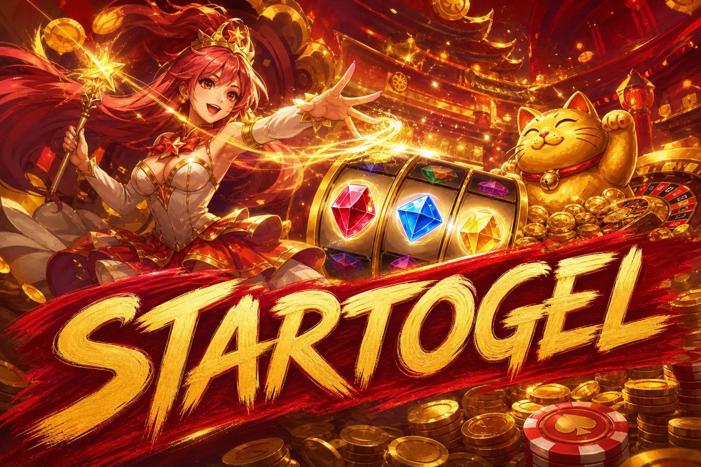 Ilustrasi halaman promo STARTOGEL 2026 dengan daftar hadiah dan bonus deposit pertama