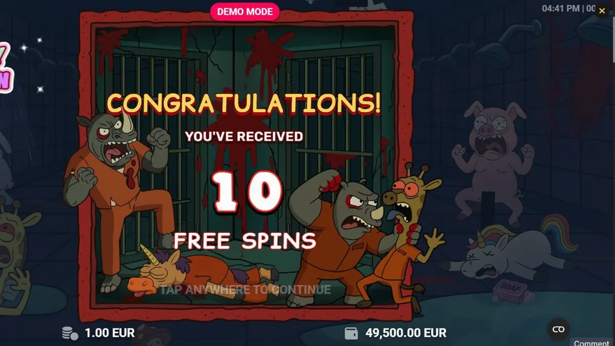 Tampilan visual slot Happy Prison dengan tema penjara kartun yang unik