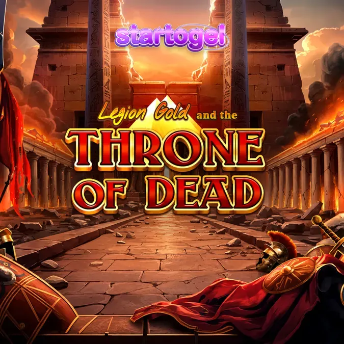 Tampilan visual mesin slot Legion Gold and the Throne of Dead dengan tema kuil kuno