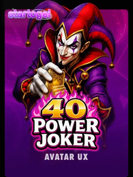 Tampilan visual neon retro pada slot 40 Power Joker dengan simbol buah klasik.